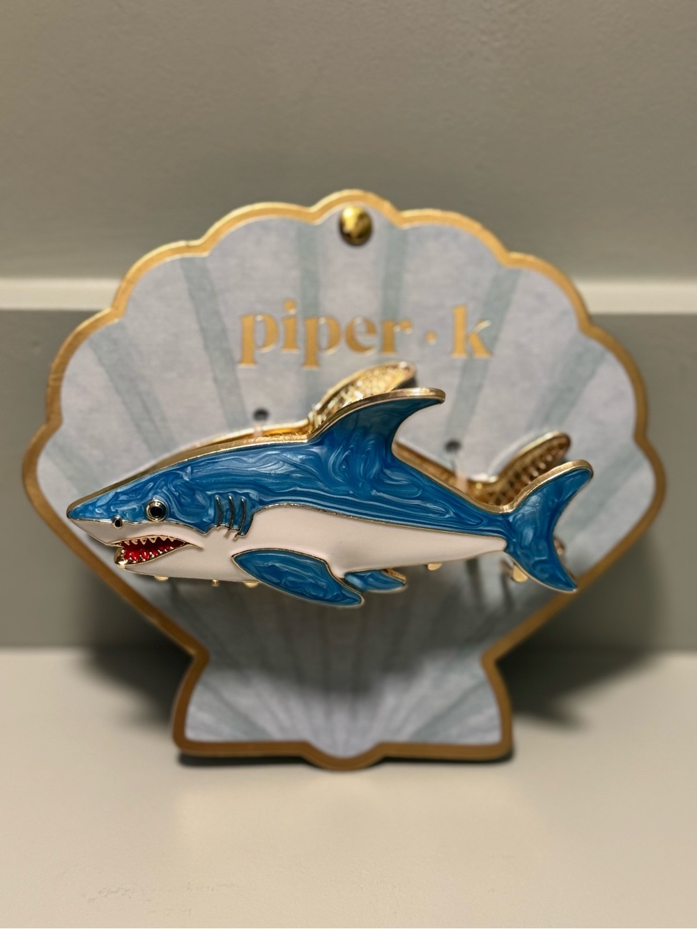 Piper K Blue Shark Fish Pet-Themed Clip Metal Hair Clip
